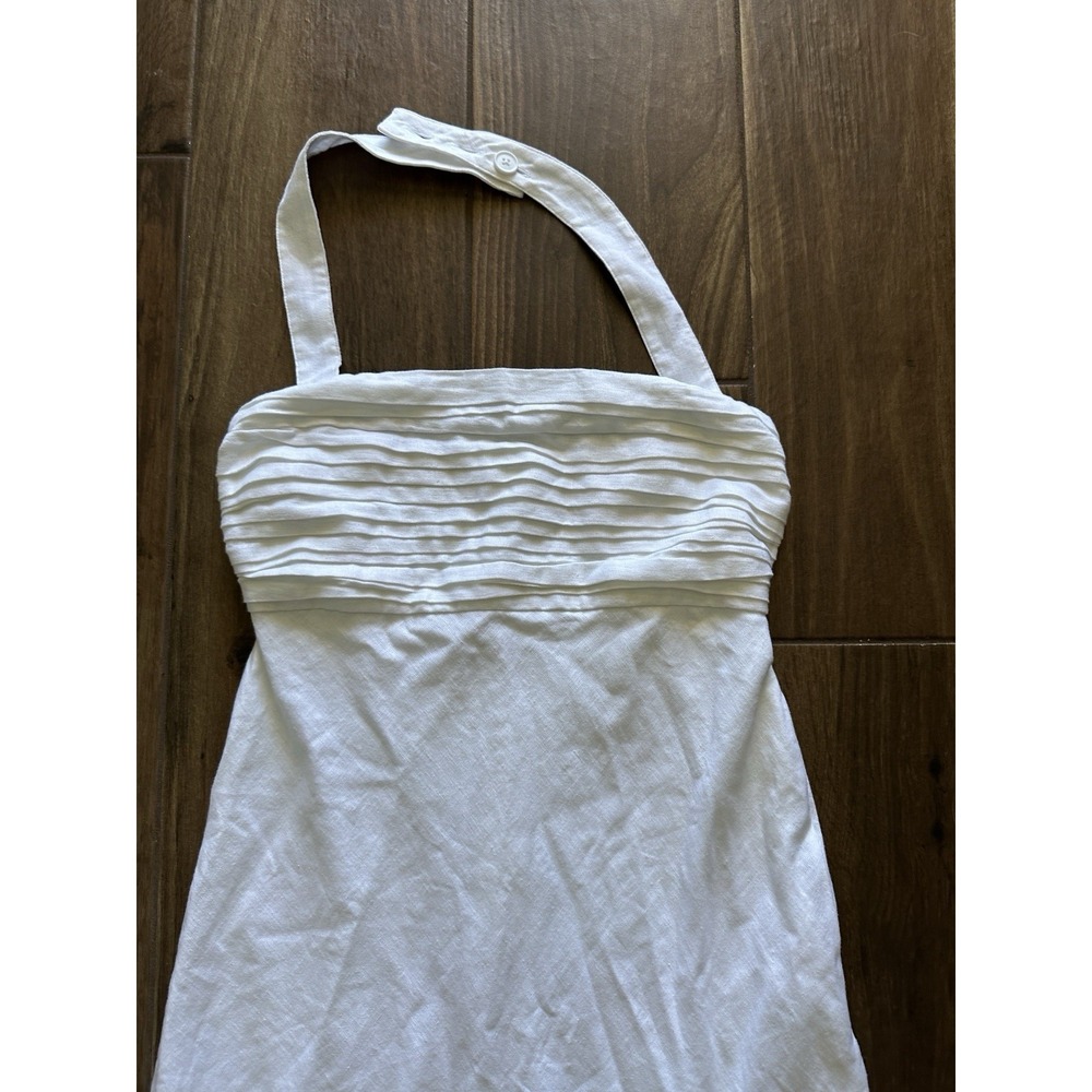 Abercrombie & Fitch White Linen Blend Pleated Halter Maxi Dress Small Tall NWT